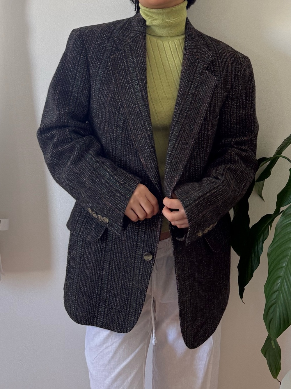 Vintage Austin Reed Of Regent Street Pure Virgin Wool Tweed Blazer Size L
